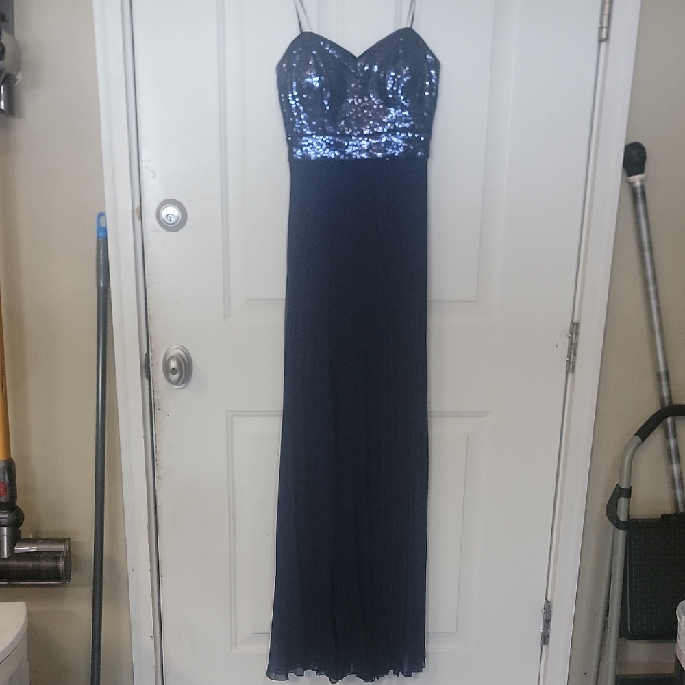 Adam Strapless Navy Sequin Dress